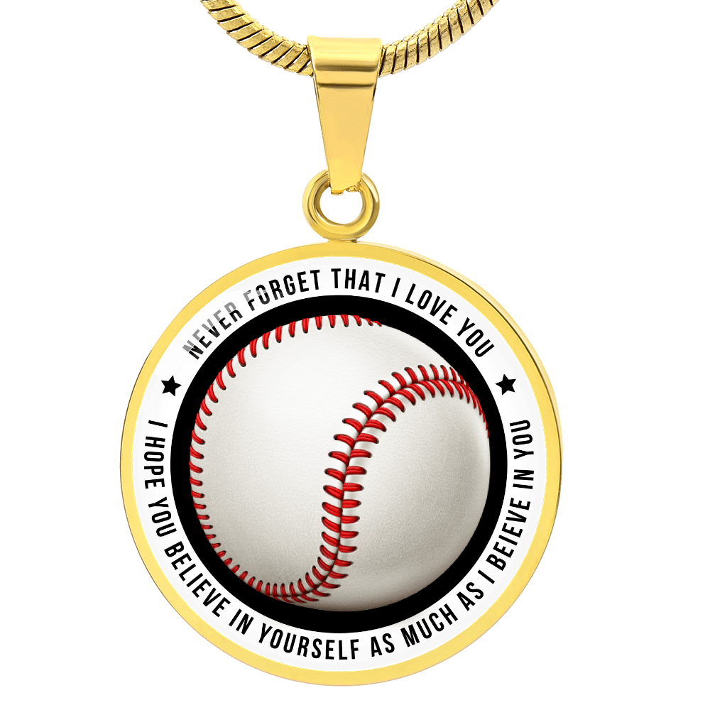 Baseball Necklace - Believe In Yourself - Engraved Message - Athlete's Gift Shop