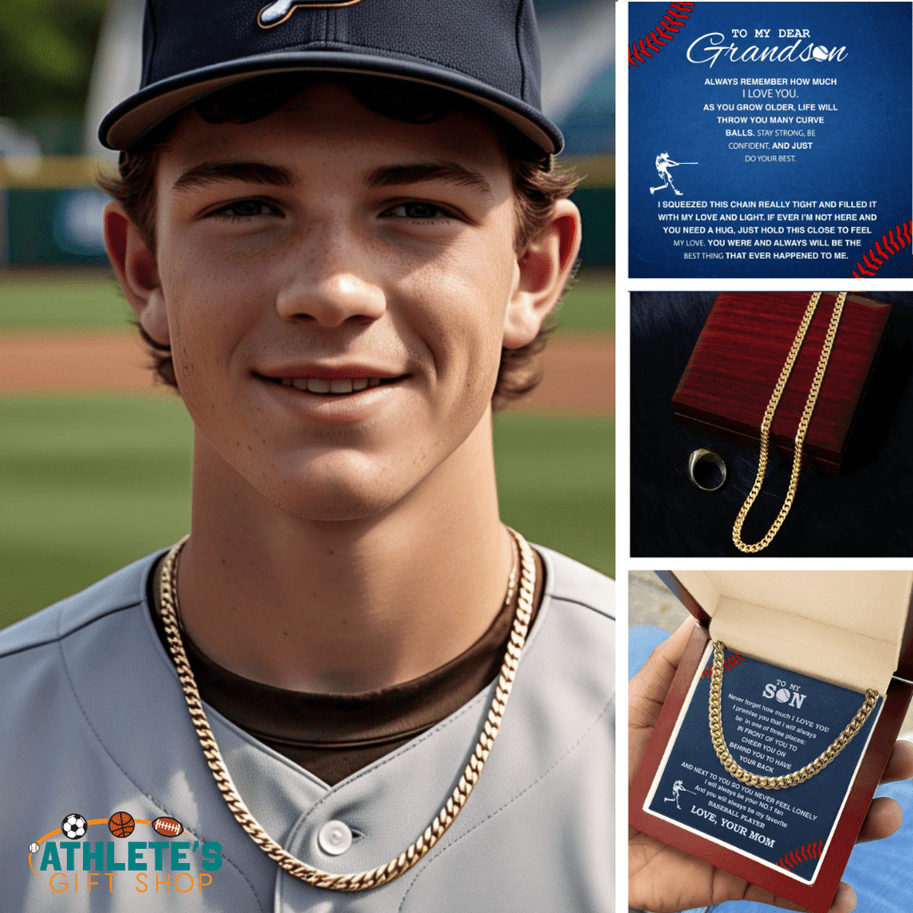 Baseball Necklace Cuban Link Chain in Luxury Box - Athlete's Gift Shop