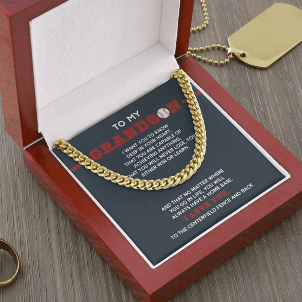 Baseball Necklace Cuban Link Chain in Luxury Box - Athlete's Gift Shop
