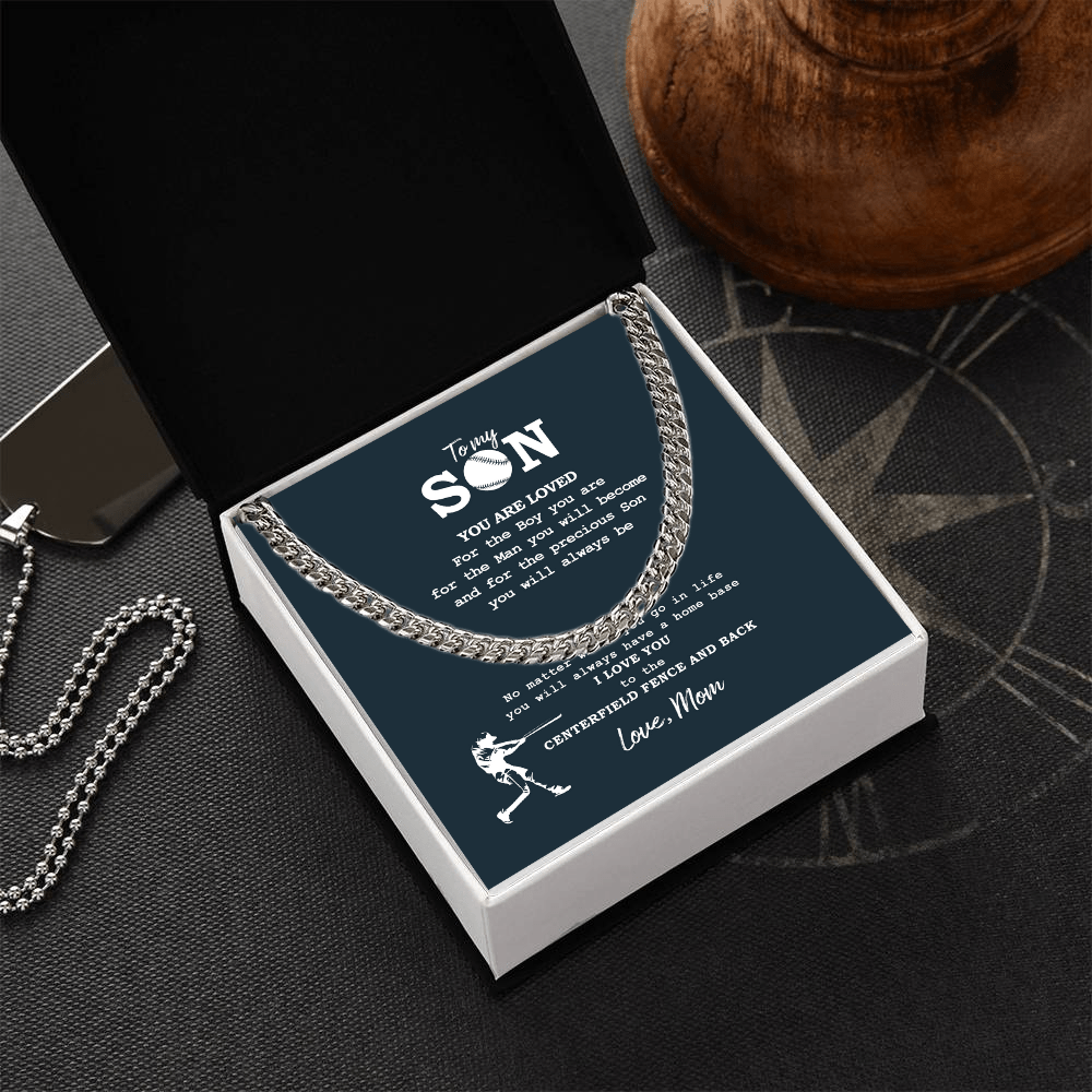 Baseball Necklace Cuban Link Chain in Standard Box - Athlete's Gift Shop