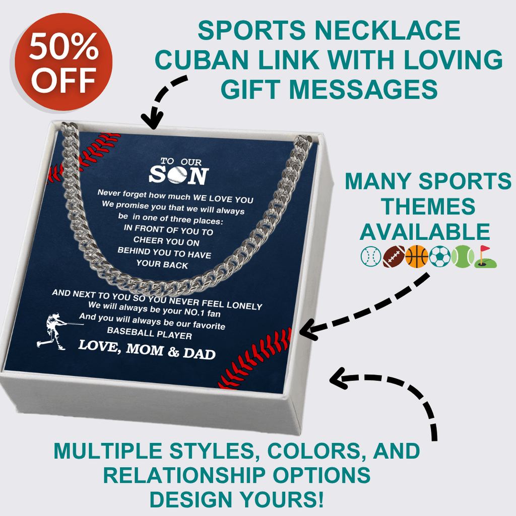 Baseball Necklace Cuban Link Chain in Standard Box - Athlete's Gift Shop