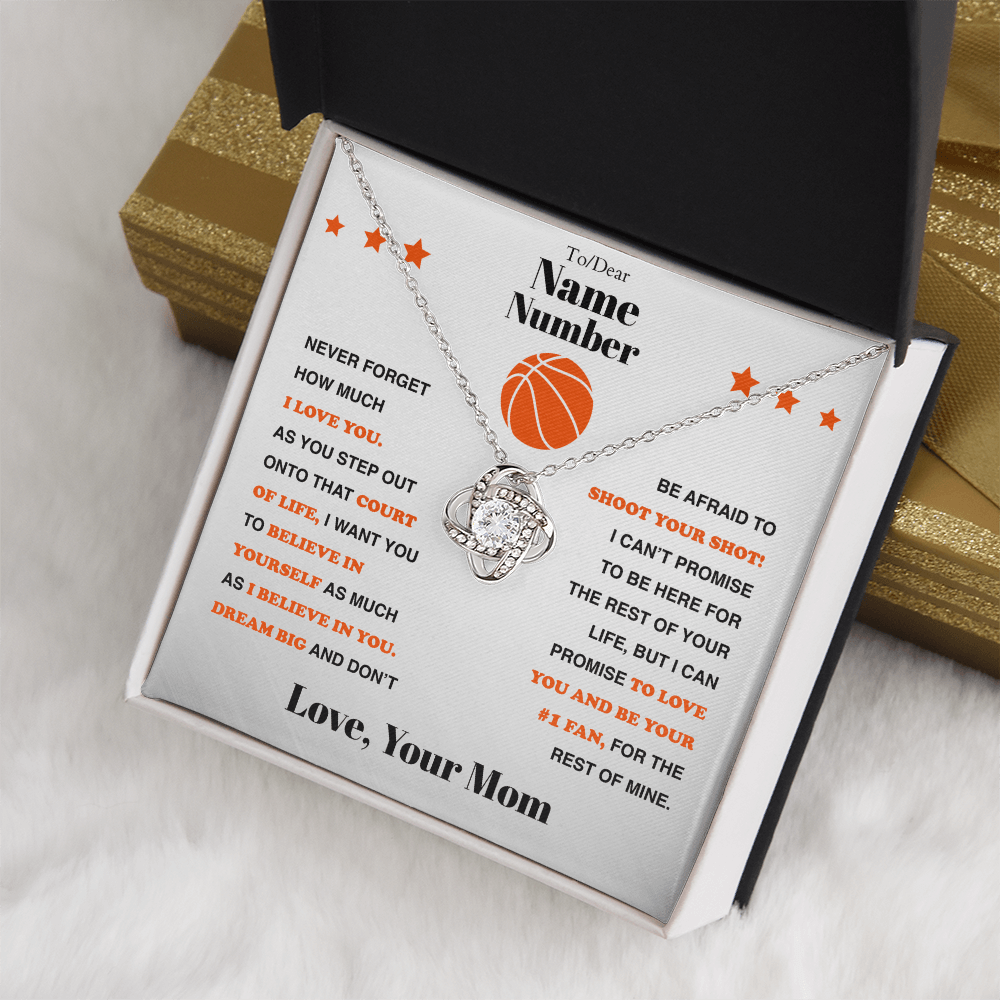 Basketball Gift - Love Knot Necklace with Personalized Message Box - Athlete's Gift Shop