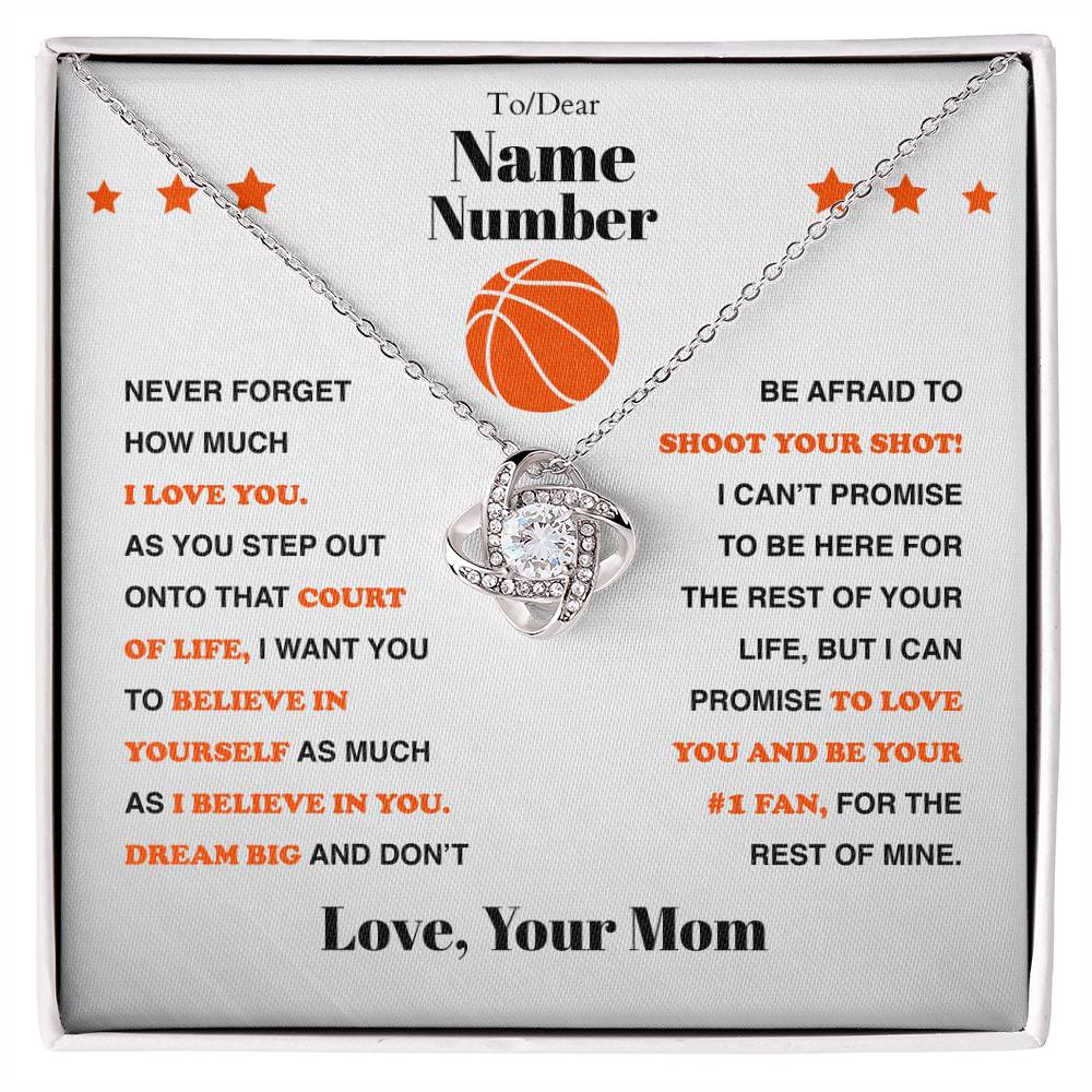Basketball Gift - Love Knot Necklace with Personalized Message Box - Athlete's Gift Shop