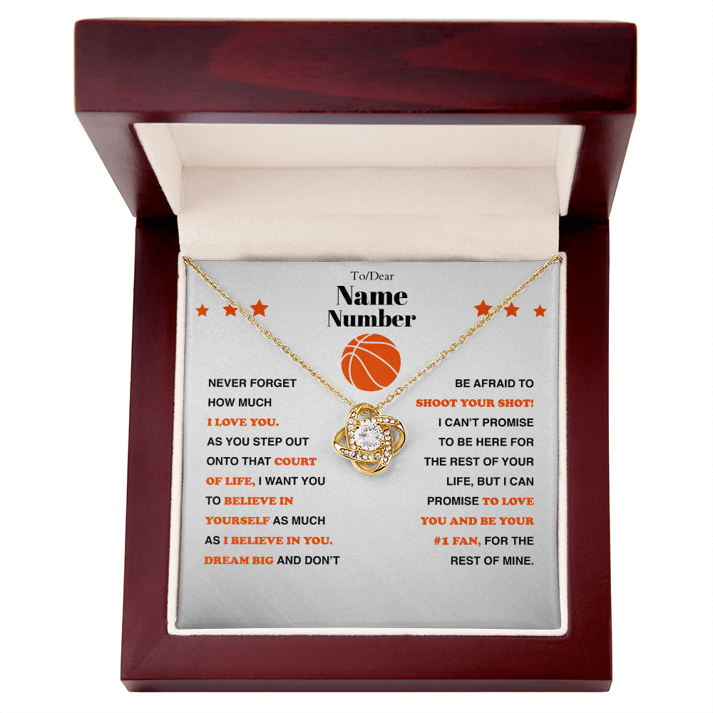 Basketball Gift - Love Knot Necklace with Personalized Message Box - Athlete's Gift Shop