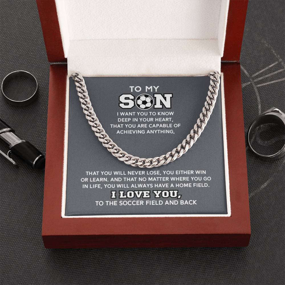 Cuban Link - My Soccer Son, Achieve Anything, Home Field - Athlete's Gift Shop
