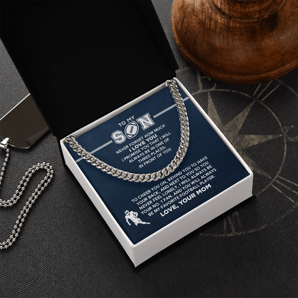Cuban Link Necklace - My Football Son, 1 Fan, From Mom_181 - Athlete's Gift Shop