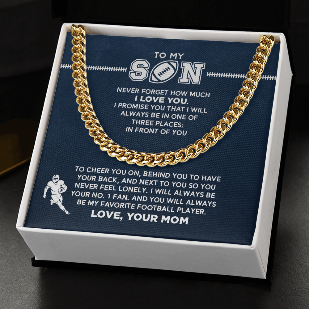 Cuban Link Necklace - My Football Son, 1 Fan, From Mom_181 - Athlete's Gift Shop