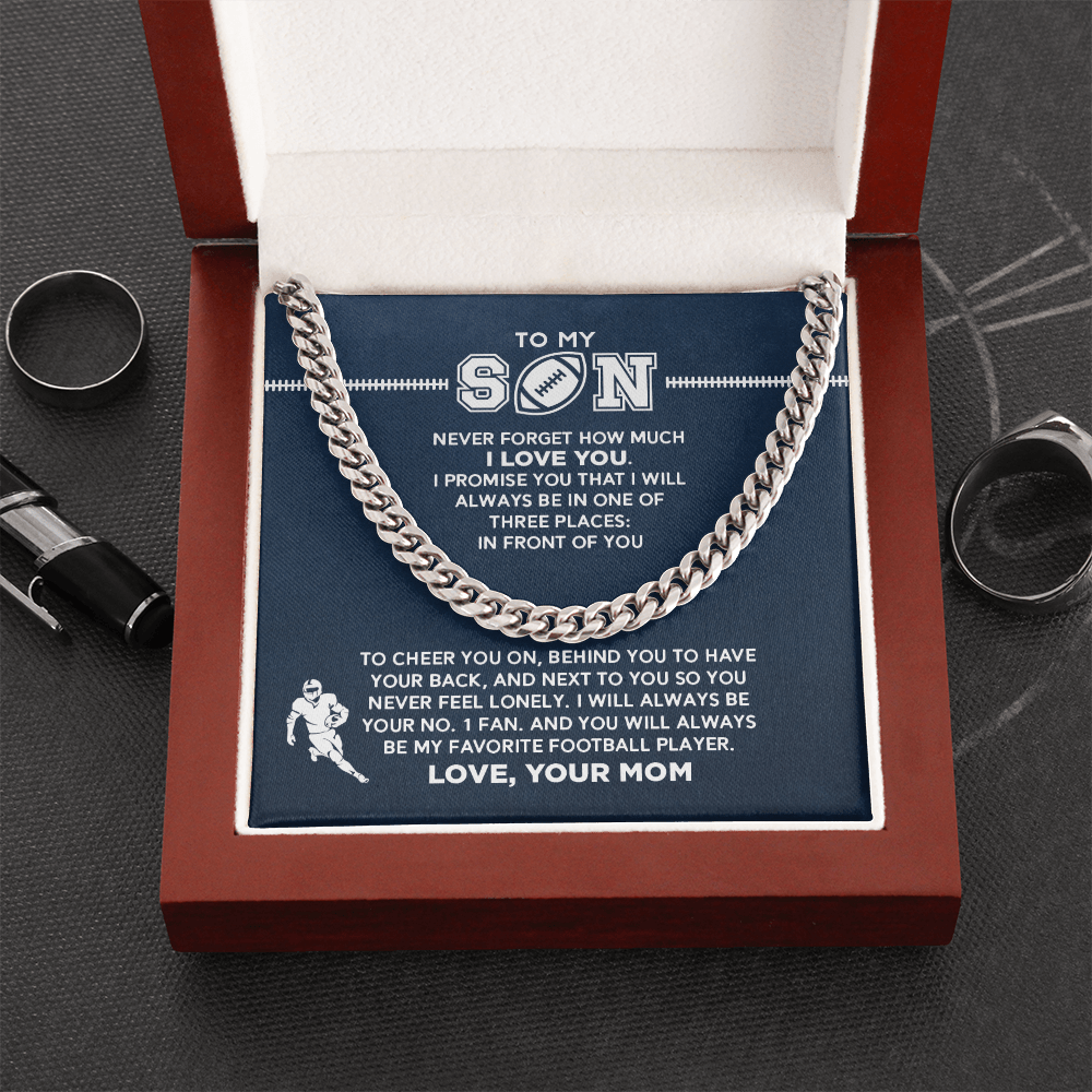 Cuban Link Necklace - My Football Son, 1 Fan, From Mom_181 - Athlete's Gift Shop