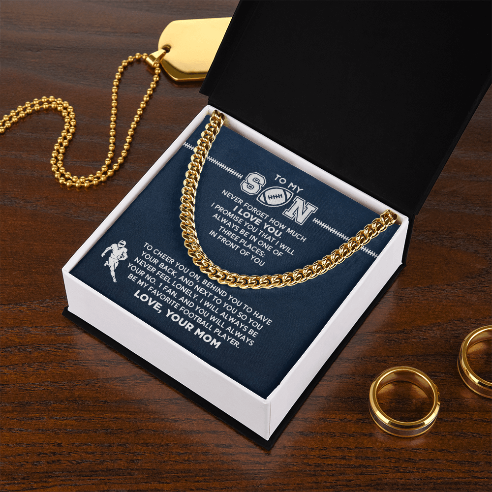 Cuban Link Necklace - My Football Son, 1 Fan, From Mom_181 - Athlete's Gift Shop