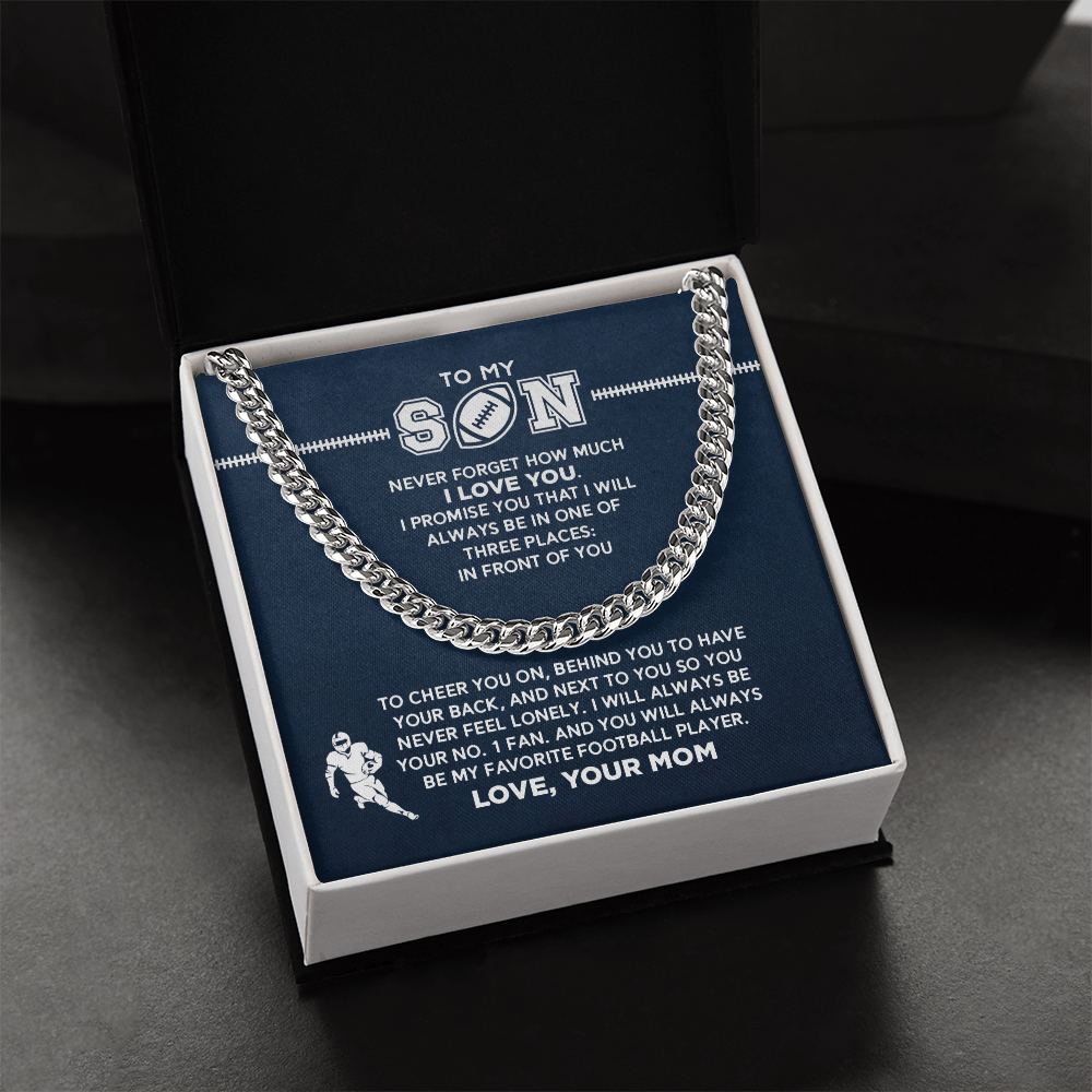Cuban Link Necklace - My Football Son, 1 Fan, From Mom_181 - Athlete's Gift Shop