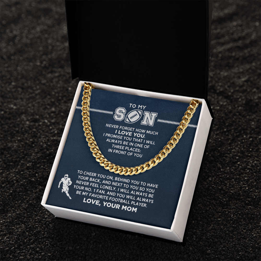 Cuban Link Necklace - My Football Son, 1 Fan, From Mom_181 - Athlete's Gift Shop
