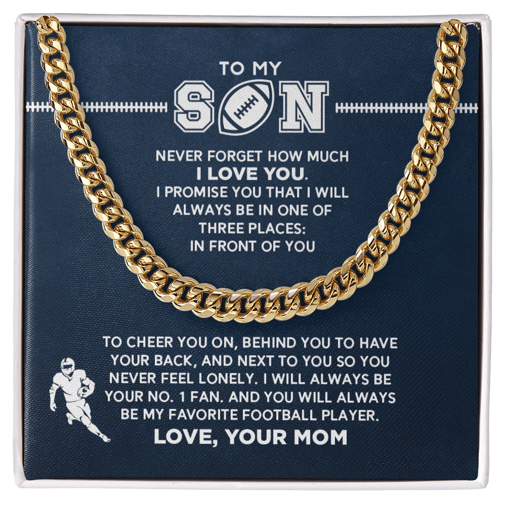 Cuban Link Necklace - My Football Son, 1 Fan, From Mom_181 - Athlete's Gift Shop