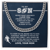 Cuban Link Necklace - My Football Son, 1 Fan, From Mom_181 - Athlete's Gift Shop