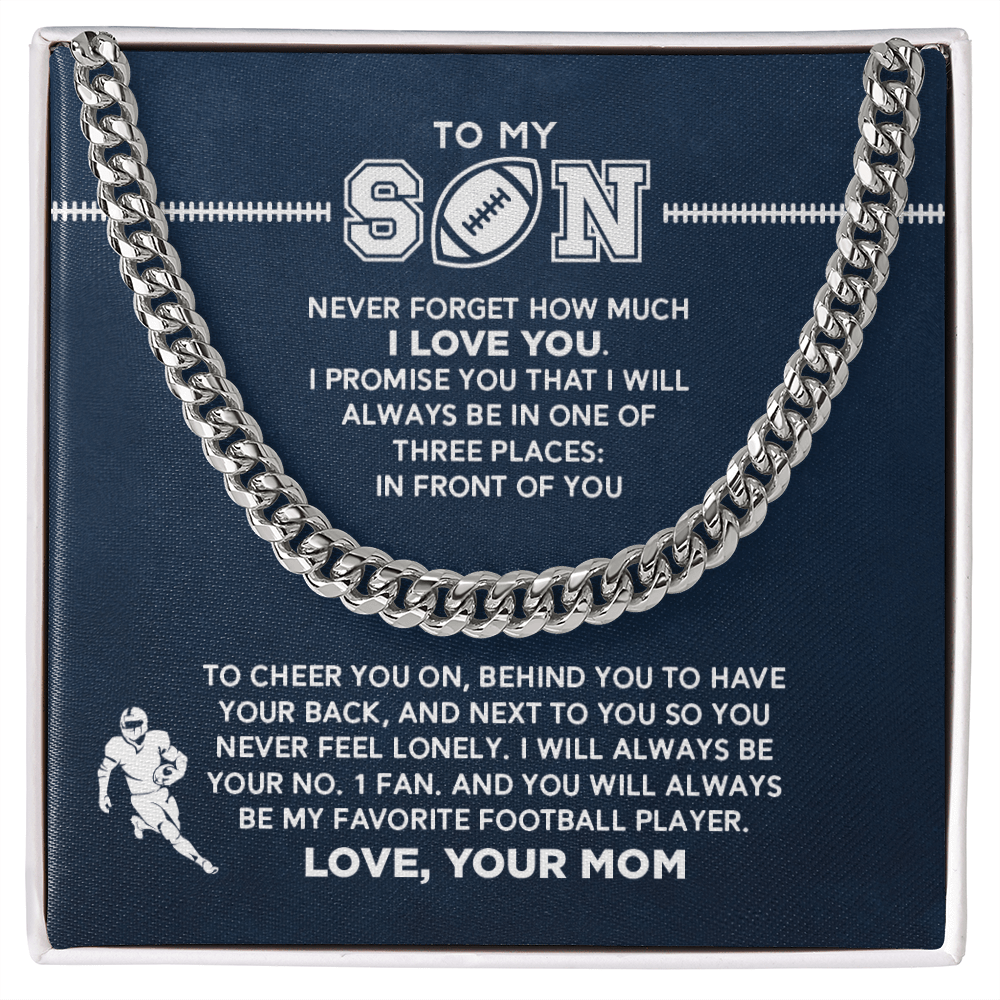 Cuban Link Necklace - My Football Son, 1 Fan, From Mom_181 - Athlete's Gift Shop