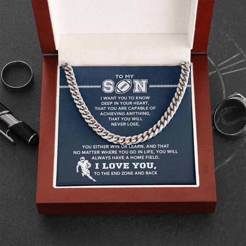Cuban Link Necklace - My Football Son, Achieve Anything - Athlete's Gift Shop