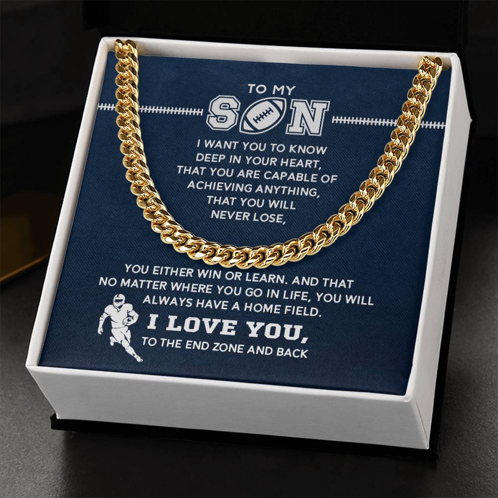 Cuban Link Necklace - My Football Son, Achieve Anything - Athlete's Gift Shop
