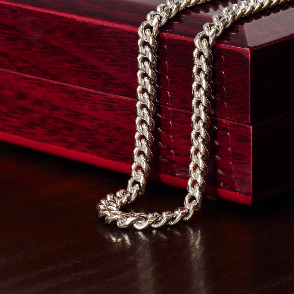 Cuban Link Necklace - My Football Son, Achieve Anything, To the End Zone - Athlete's Gift Shop