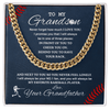 Cuban Link Necklace - To My Baseball Grandson, 1 Fan, Love Grandfather - Athlete's Gift Shop