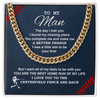 Cuban Link Necklace - To My Baseball Man, The Day I Met You - Athlete's Gift Shop