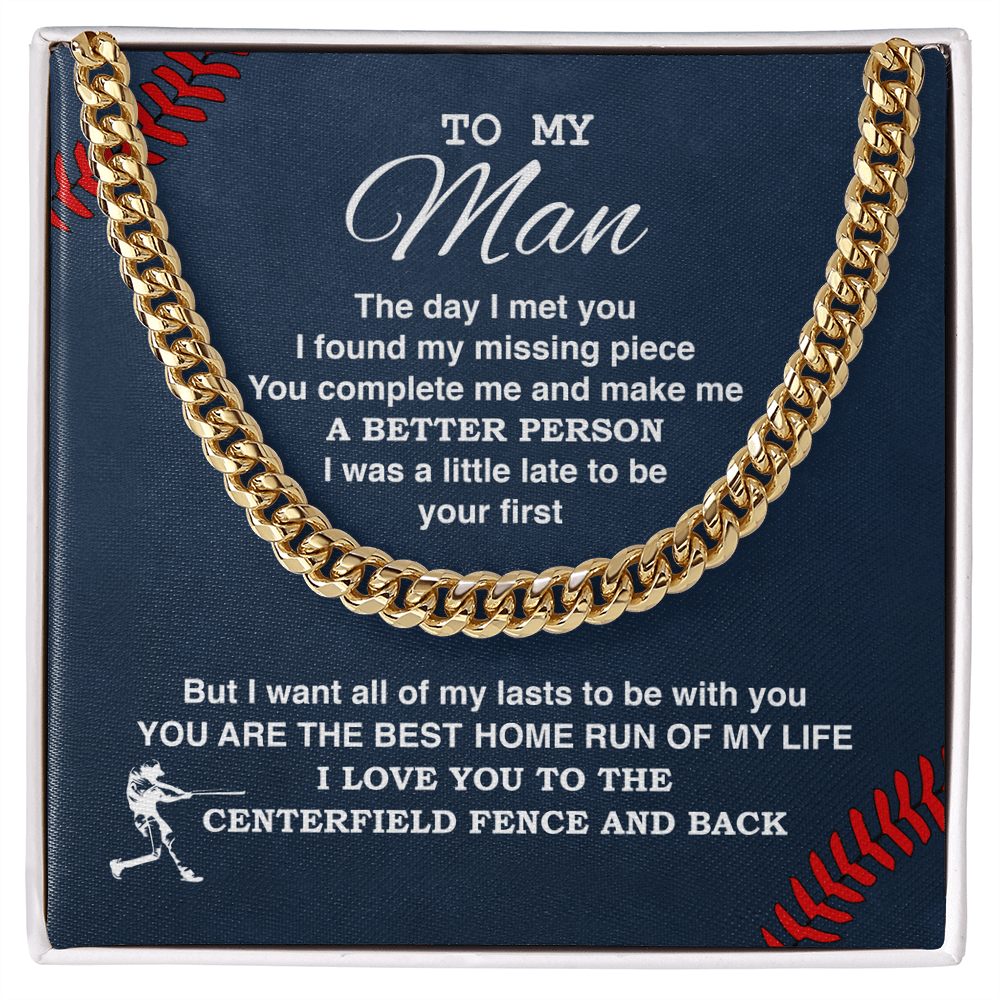 Cuban Link Necklace - To My Baseball Man, The Day I Met You - Athlete's Gift Shop