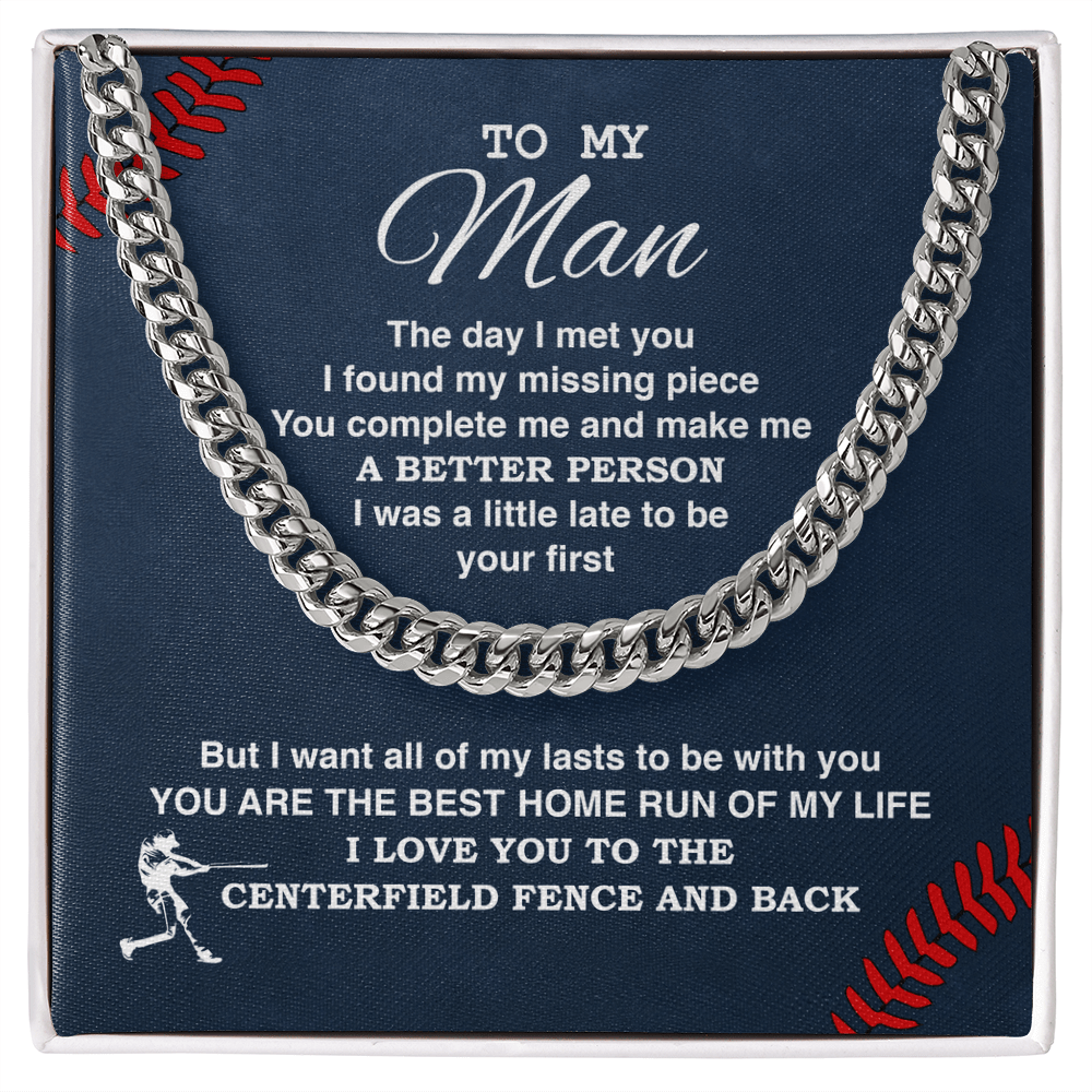 Cuban Link Necklace - To My Baseball Man, The Day I Met You - Athlete's Gift Shop