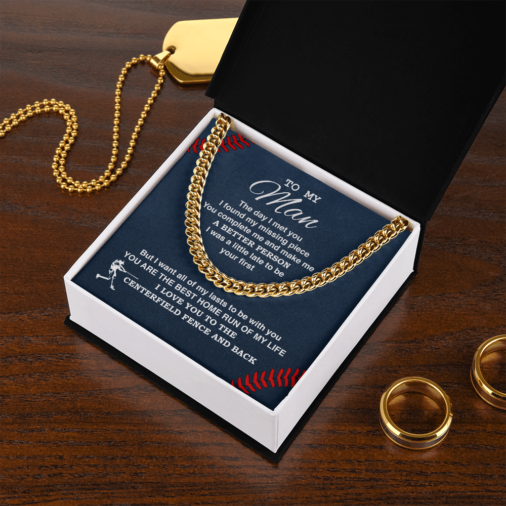 Cuban Link Necklace - To My Baseball Man, The Day I Met You - Athlete's Gift Shop
