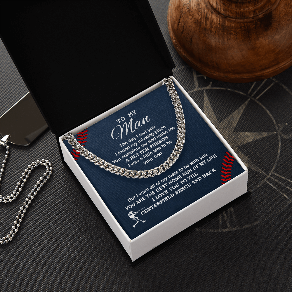 Cuban Link Necklace - To My Baseball Man, The Day I Met You - Athlete's Gift Shop