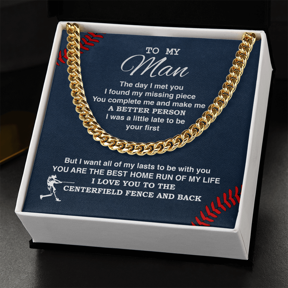 Cuban Link Necklace - To My Baseball Man, The Day I Met You - Athlete's Gift Shop