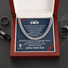 Cuban Link Necklace - To My Baseball Son, 1 Fan, Love Dad - Athlete's Gift Shop