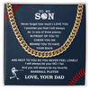 Cuban Link Necklace - To My Baseball Son, 1 Fan, Love Dad - Athlete's Gift Shop