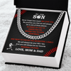 Cuban Link Necklace - To My Baseball Son, 1 Fan, Love Mom & Dad - Athlete's Gift Shop