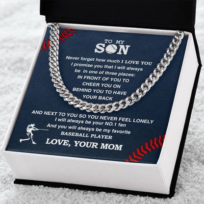Cuban Link Necklace - To My Baseball Son - Athlete's Gift Shop
