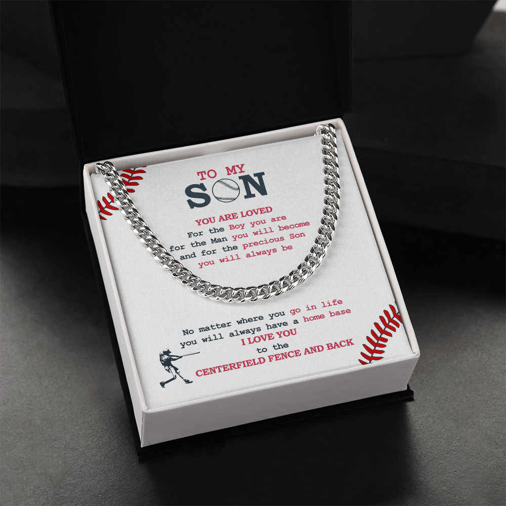Cuban Link Necklace - To My Baseball Son, Centerfield And Back - Athlete's Gift Shop