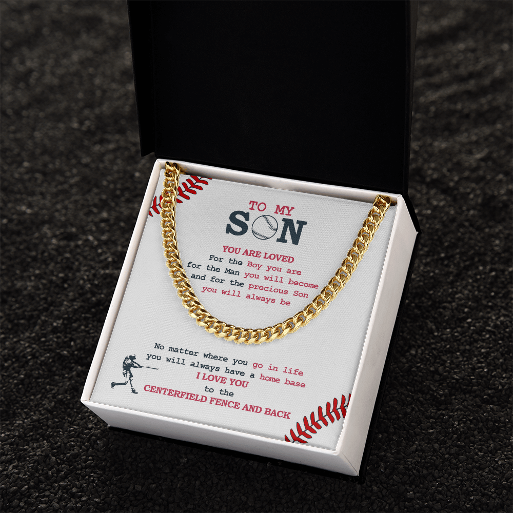 Cuban Link Necklace - To My Baseball Son, Centerfield And Back - Athlete's Gift Shop