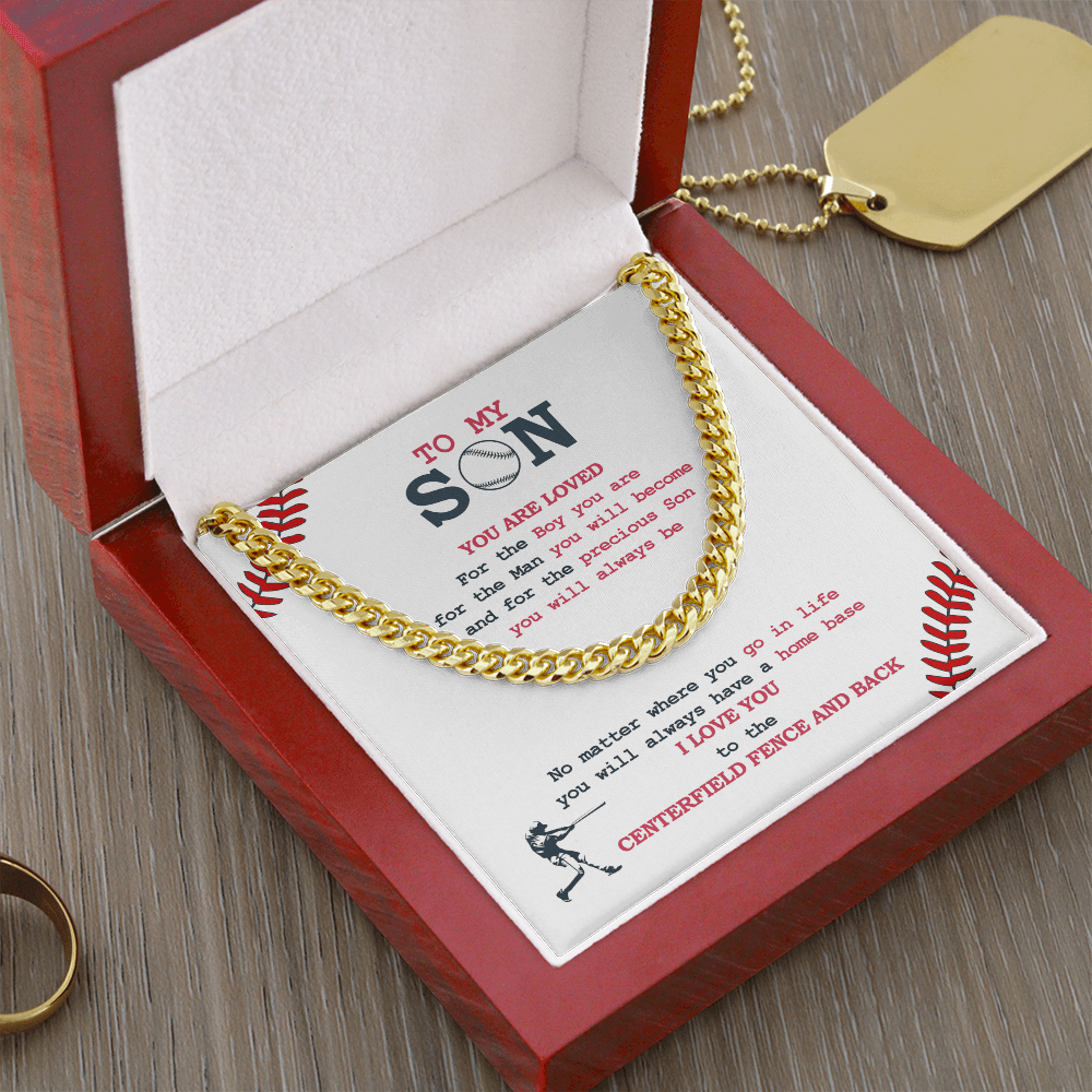 Cuban Link Necklace - To My Baseball Son, Centerfield And Back - Athlete's Gift Shop