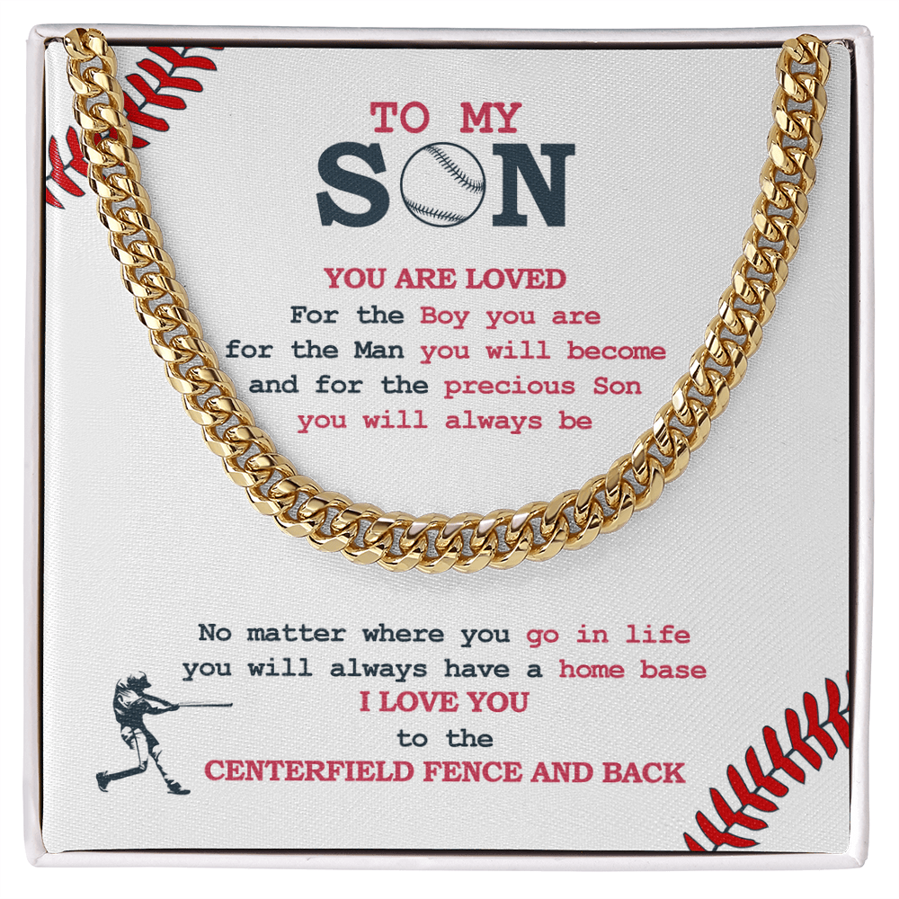 Cuban Link Necklace - To My Baseball Son, Centerfield And Back - Athlete's Gift Shop