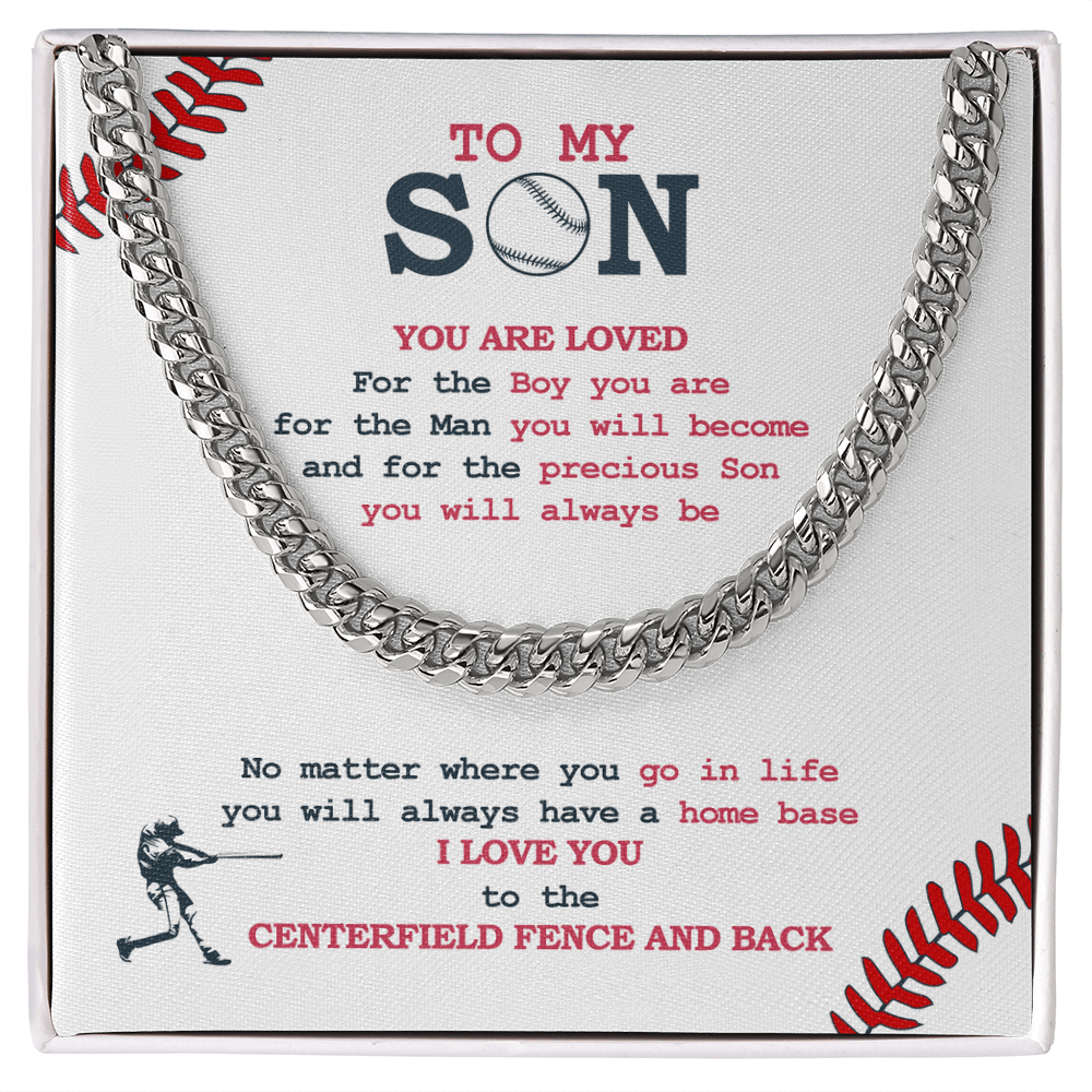 Cuban Link Necklace - To My Baseball Son, Centerfield And Back - Athlete's Gift Shop