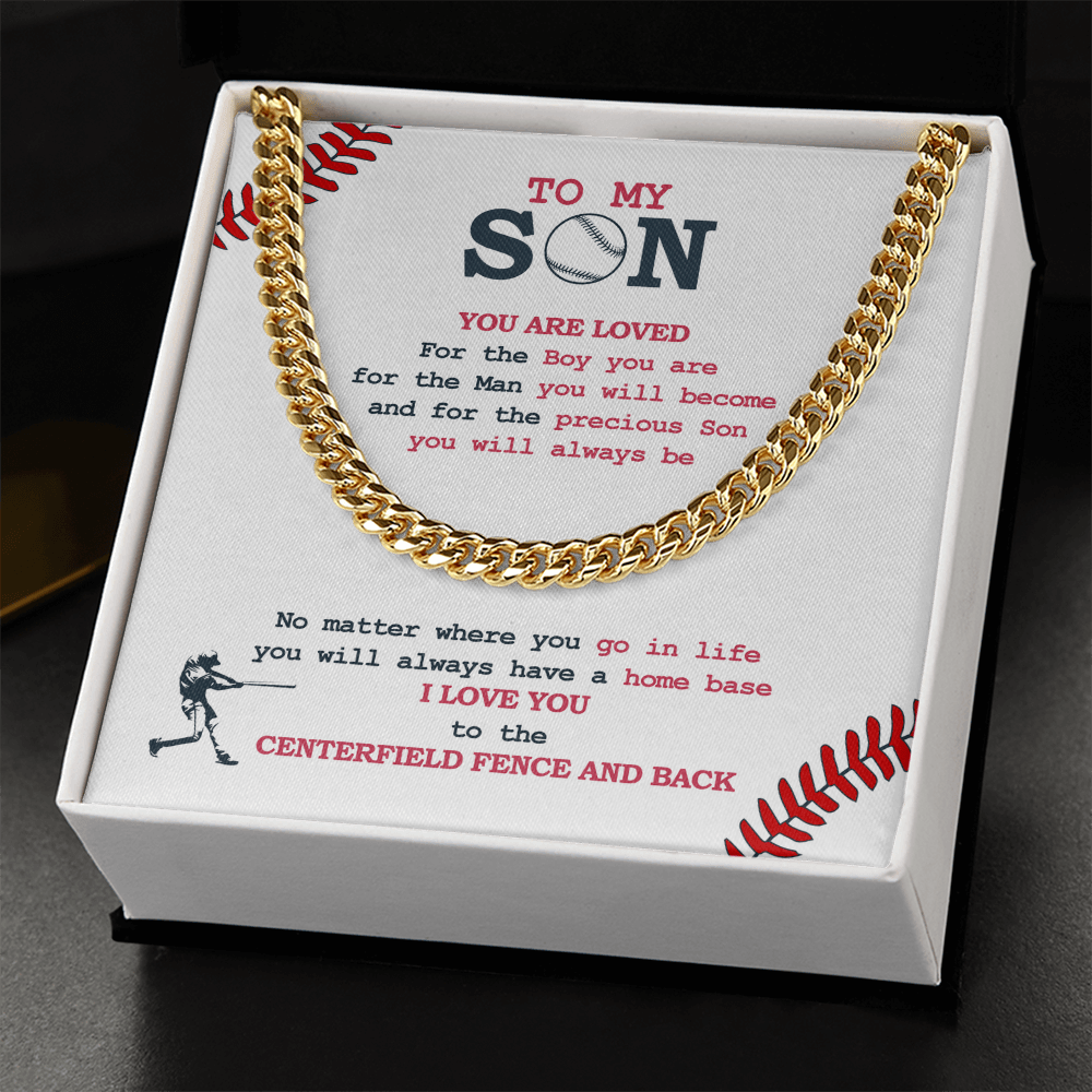 Cuban Link Necklace - To My Baseball Son, Centerfield And Back - Athlete's Gift Shop
