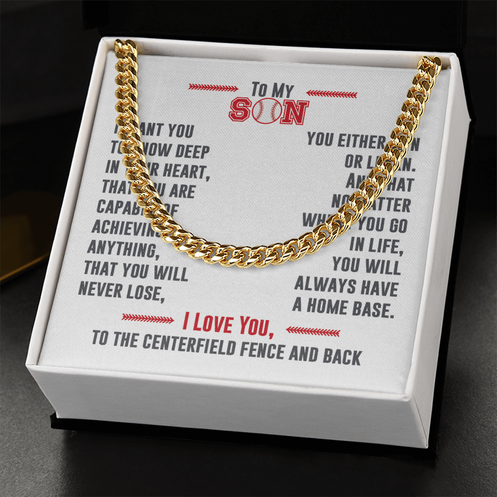 Cuban Link Necklace - To My Baseball Son, No Matter Where You Go - Athlete's Gift Shop