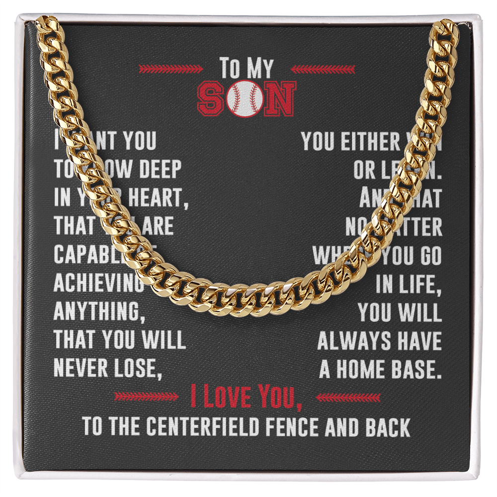 Cuban Link Necklace - To My Baseball Son, No Matter Where You Go - Athlete's Gift Shop