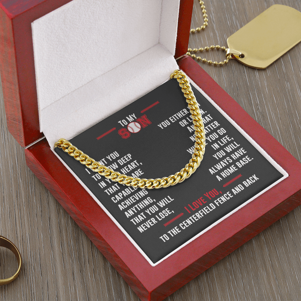 Cuban Link Necklace - To My Baseball Son, No Matter Where You Go - Athlete's Gift Shop