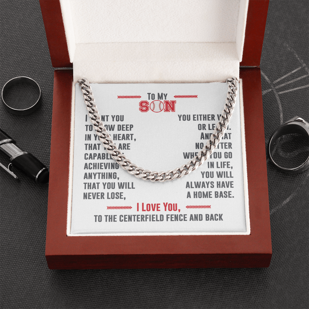 Cuban Link Necklace - To My Baseball Son, No Matter Where You Go - Athlete's Gift Shop