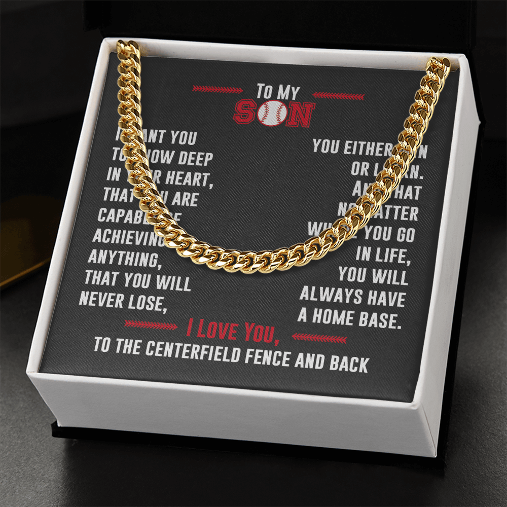 Cuban Link Necklace - To My Baseball Son, No Matter Where You Go - Athlete's Gift Shop