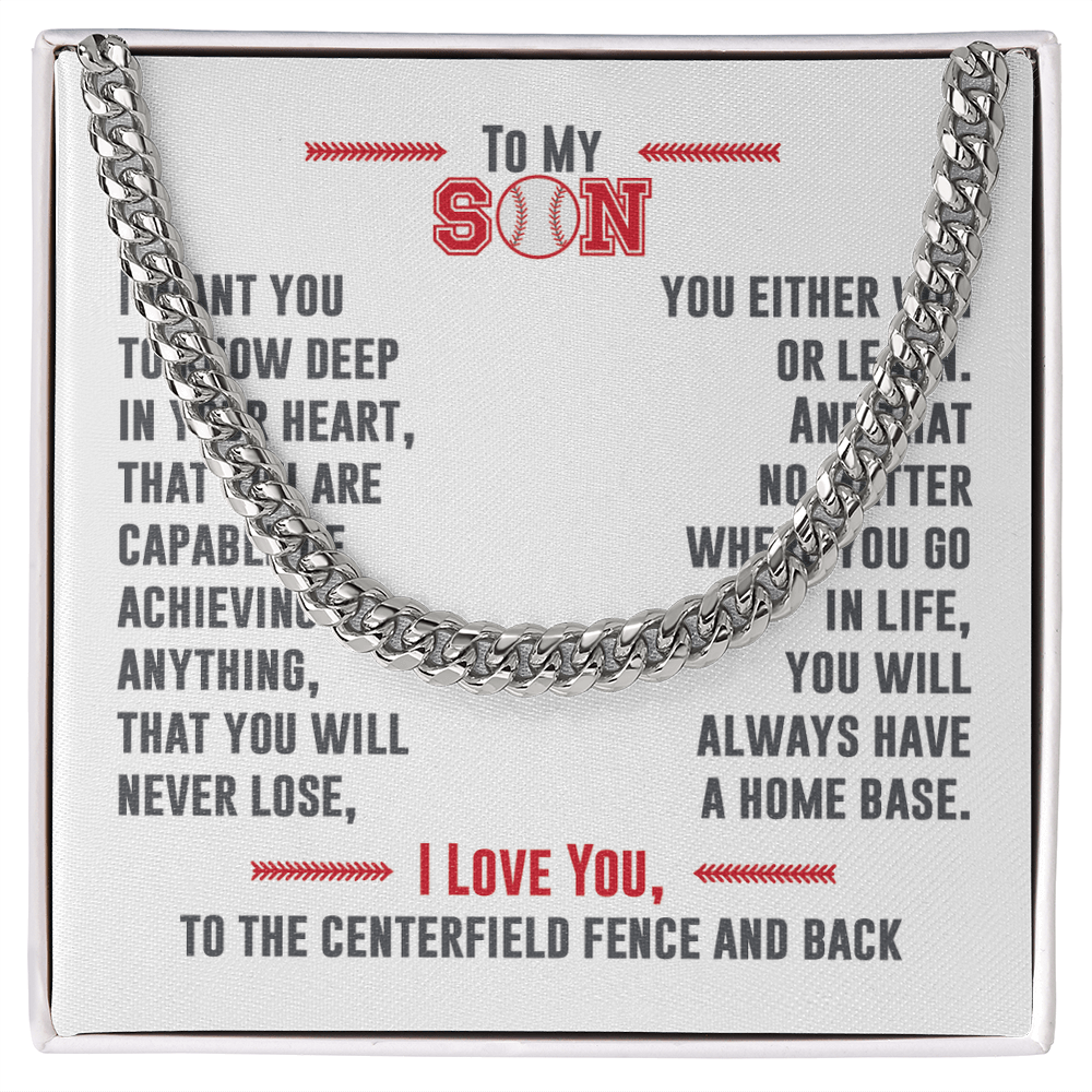 Cuban Link Necklace - To My Baseball Son, No Matter Where You Go - Athlete's Gift Shop