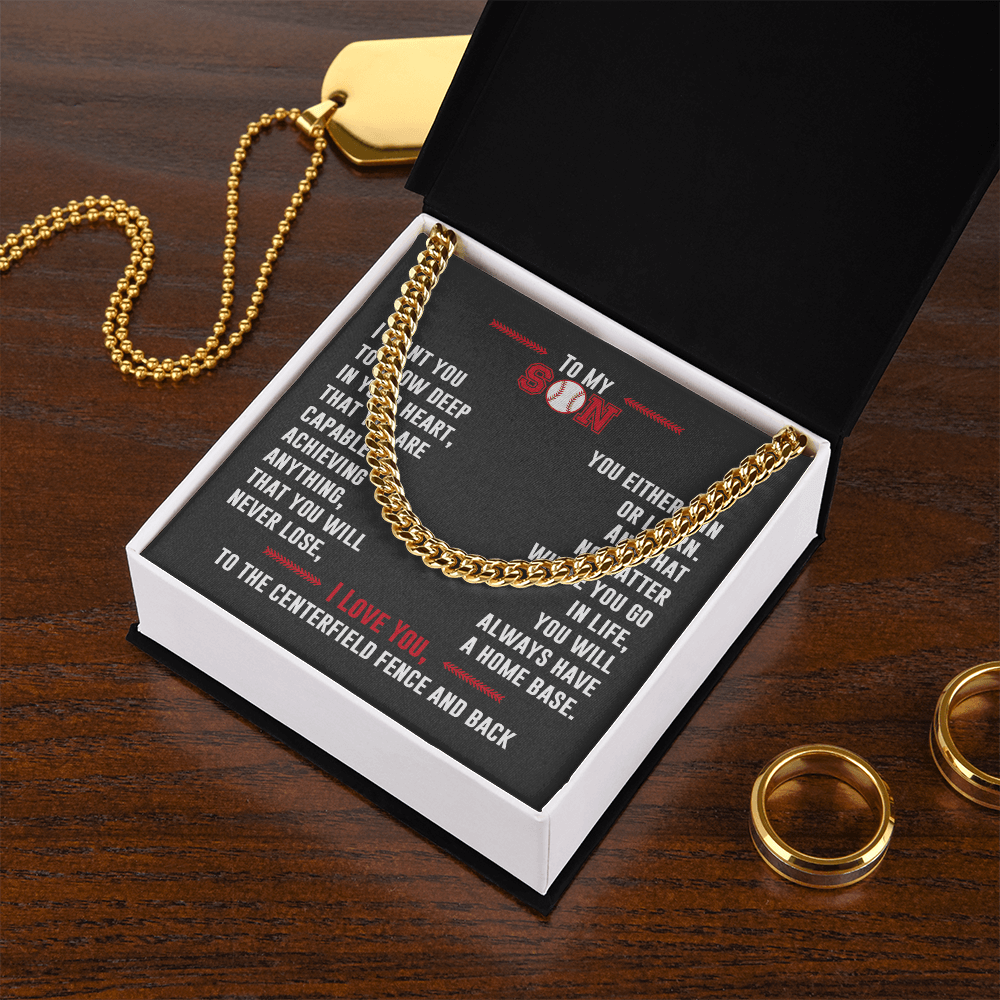 Cuban Link Necklace - To My Baseball Son, No Matter Where You Go - Athlete's Gift Shop