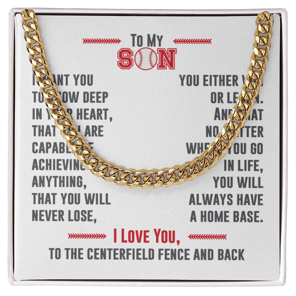 Cuban Link Necklace - To My Baseball Son, No Matter Where You Go - Athlete's Gift Shop