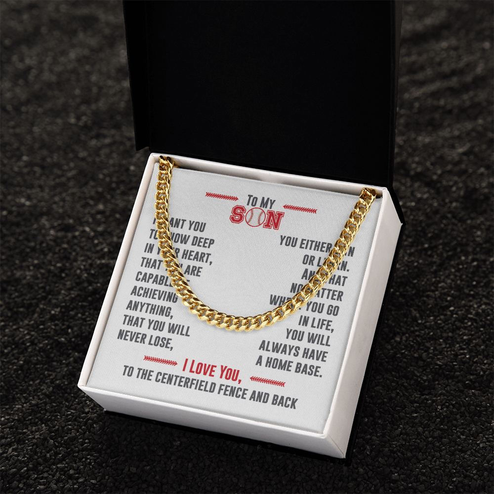 Cuban Link Necklace - To My Baseball Son, No Matter Where You Go - Athlete's Gift Shop