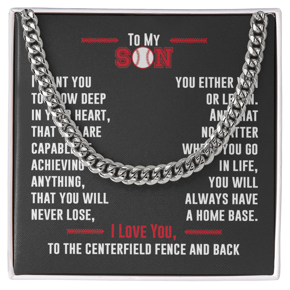 Cuban Link Necklace - To My Baseball Son, No Matter Where You Go - Athlete's Gift Shop