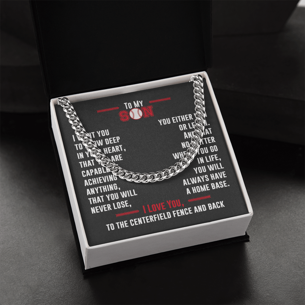 Cuban Link Necklace - To My Baseball Son, No Matter Where You Go - Athlete's Gift Shop