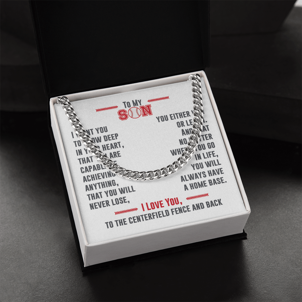 Cuban Link Necklace - To My Baseball Son, No Matter Where You Go - Athlete's Gift Shop